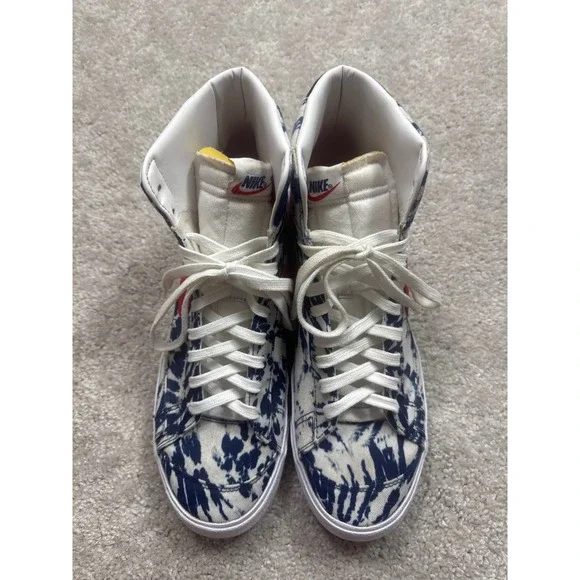 Nike Blazer Mid 77 Mens 13 Blue White Tie Dye  CZ7822-100 High Top Sneaker