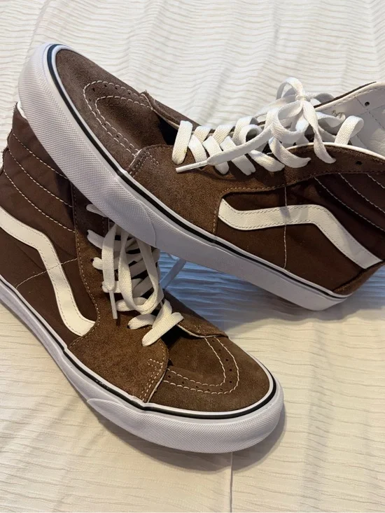 Vans Brown & White High-Top Suede Skate Sneakers