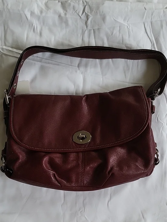 Coach Leather Shoulder Bag in Deep Burgundy