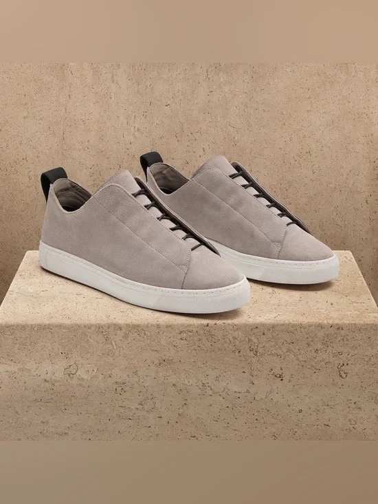 JAMES PERSE Solstice Low Top Sneakers Trainers Zegna Gray White Triple Stitch