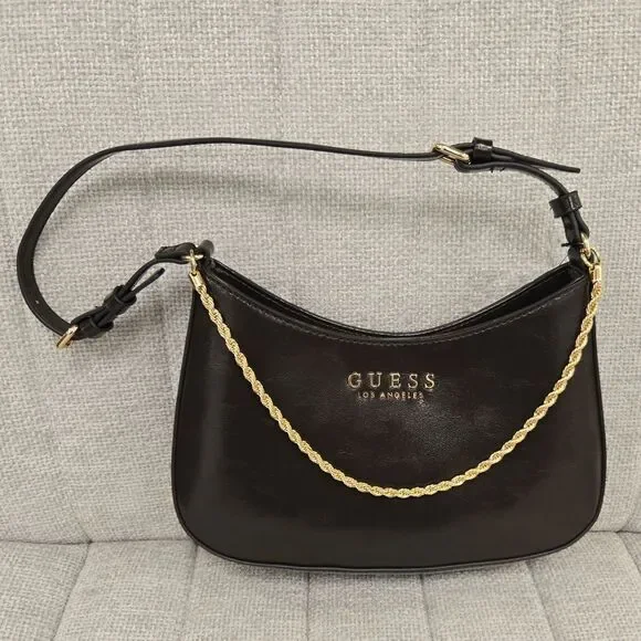 NEW Guess Brown Glossy Shoulder Handbag