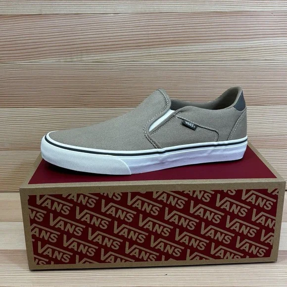 Vans Asher Deluxe Slip On Men's Sz 10.5 Tan Incense Sneakers Low Top New Slip On