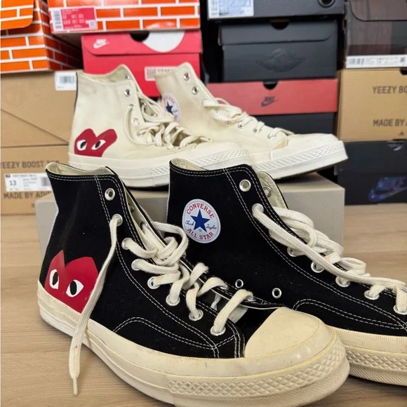 Converse COMME DES GARCONS High Top Sneakers in Black and Cream