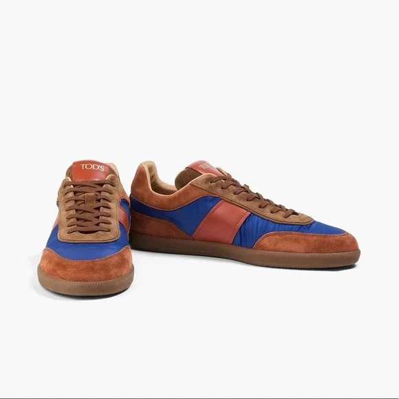 Men’s Tod’s Leather, Suede, and Shell Sneakers in Bright Blue