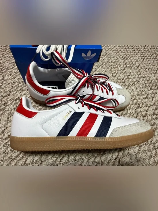 Adidas USA FIFA World Cup 26 White Navy Red Samba Sneakers W10 or M9-EUC