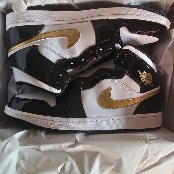 Jordan High-Top Sneakers - Black, White & Gold
