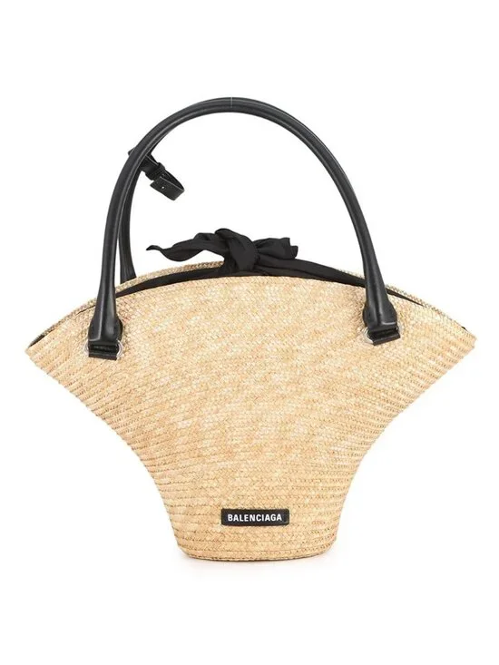 Balenciaga Handbag Beach Bag Raffia Leather Bag Basket Bag Black