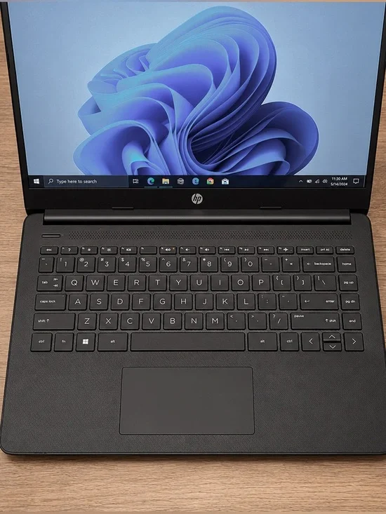 HP Black Laptop with Full Keyboard and Matte Finish