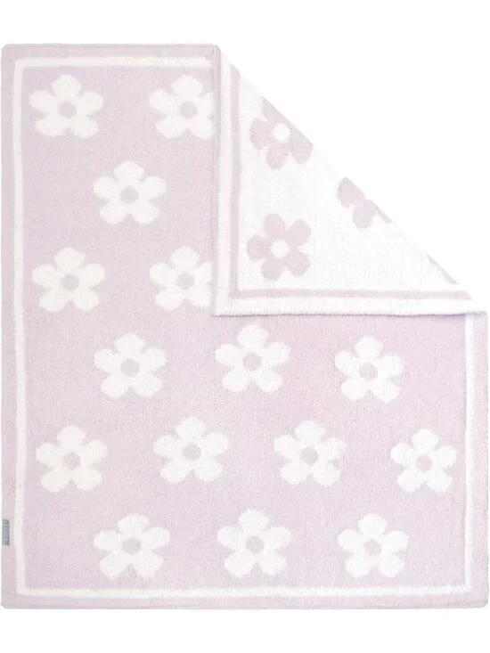 Cozy Reversible Purple Flower Chenille Baby Blanket - Soft Infant Toddler