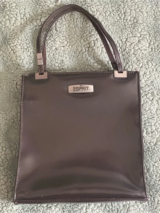 Esprit Vintage Women's Dark Plum mini patent leather Tote Bag