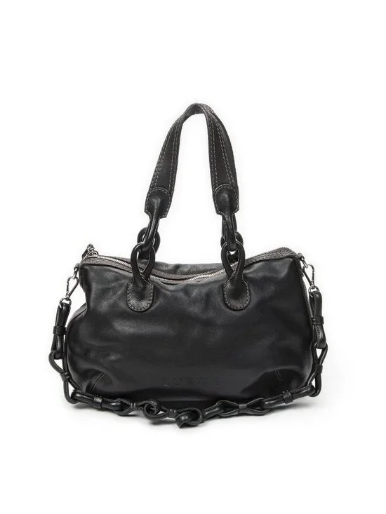 Loewefiesta Satchel Black Calfskin Leather
