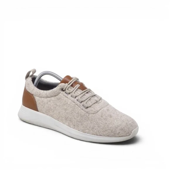 Johnston & Murphy Mens Amherst Wool U-Throat Sneakers Beige Wool Blend Size 8.5