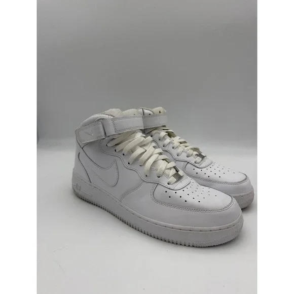 Nike Air Force 1 Mid 07 White Leather Sneakers 315123-111 Mens Size 12