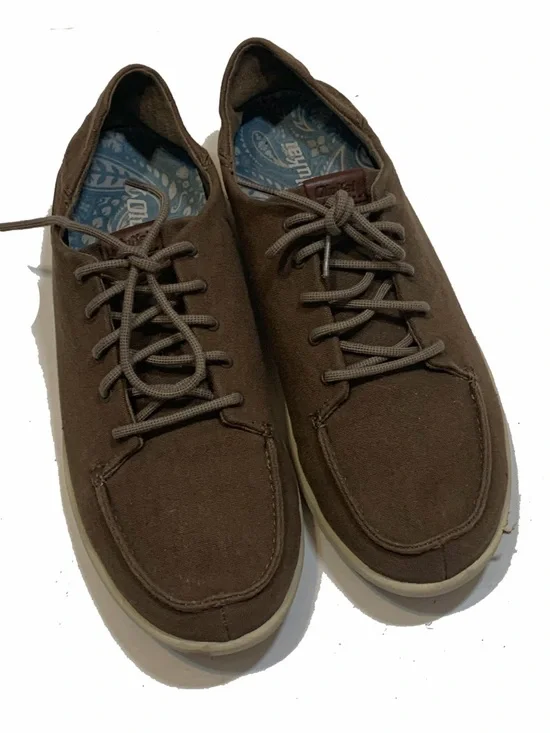 Olukai manoa Men's Casual Canvas Lace-Up Shoes in Brown