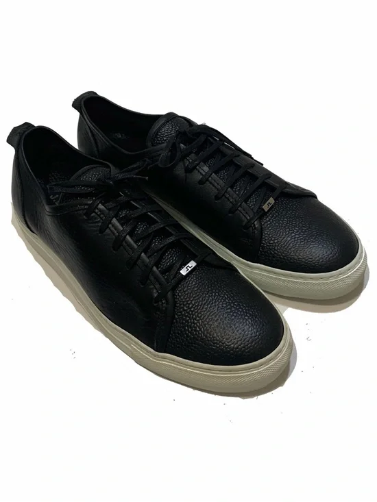 j lindeberg Men's Black Leather Low-Top Sneakers