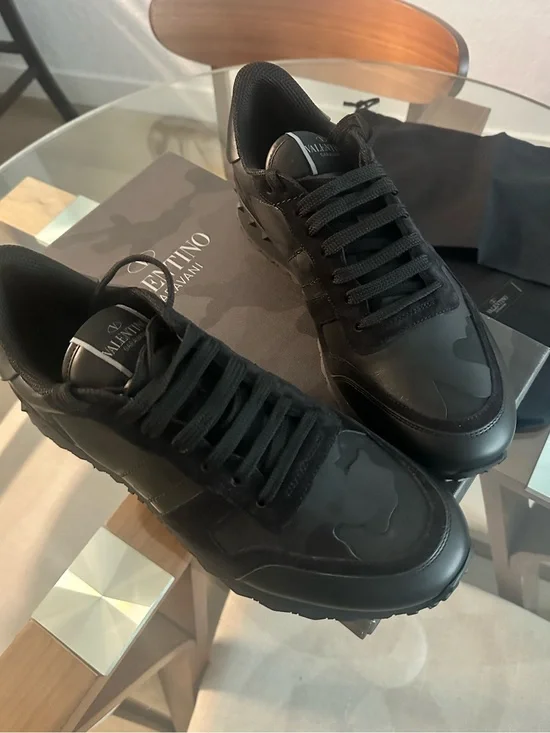 Valentino Garavani Men’s Black Camo Low-Top Sneakers