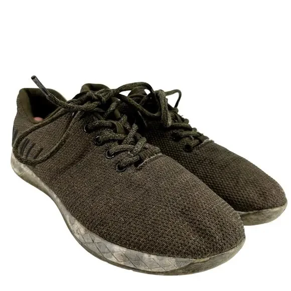 Nobull Trainers Lace Up Low Top Sneakers Running Spell Out Logo Green M 8.5 W10