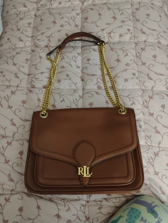 Ralph Lauren Brown Leather Chain Shoulder Bag