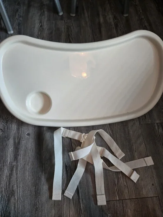 Exrta White Baby Highchair Tray & Safety Straps