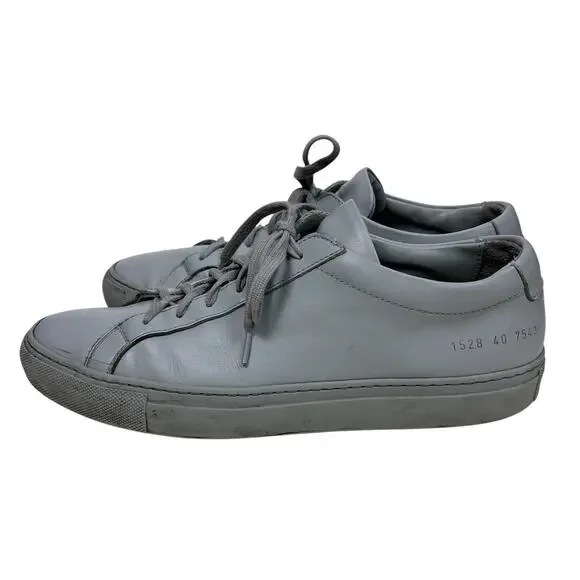 Common Projects Men's Original Achilles Gray Smooth Leather Sneakers 8 40
