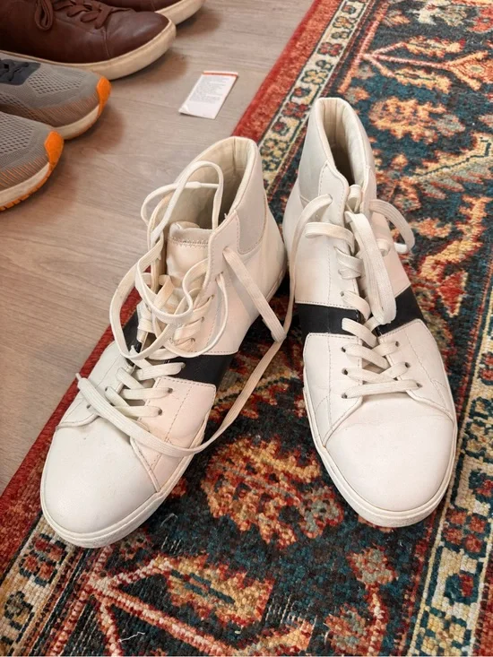 Zara White High-Top Sneakers with Black Stripe