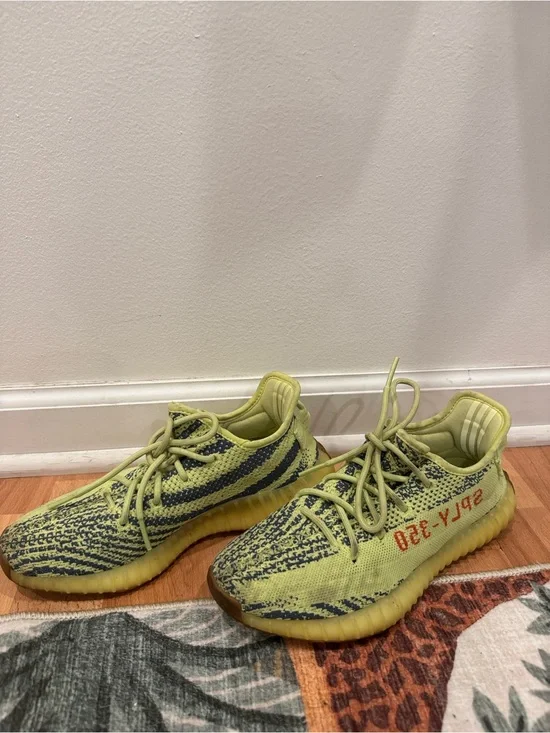adidas Yellow and Grey Zebra Stripe Sneakers