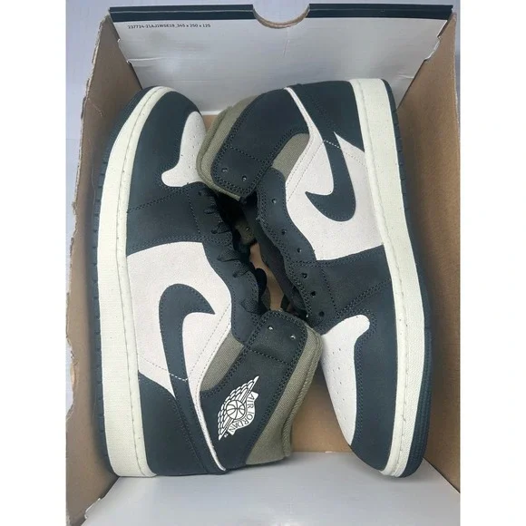 Nike Air Jordan 1 Mid Off Noir Medium Olive Size 12.5 HV4091 102 New/No Lid