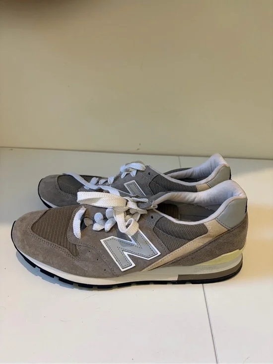 New Balance Men’s Gray and Cream Suede Mesh Sneakers