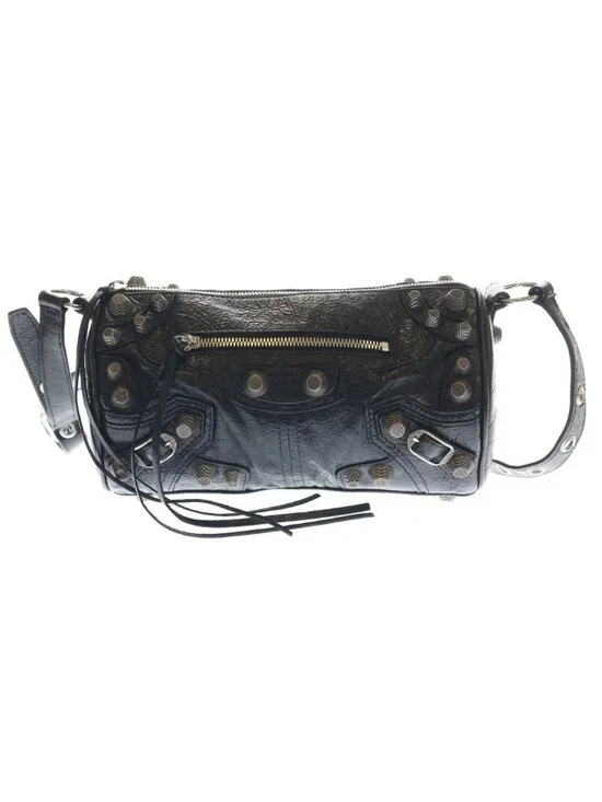 Balenciaga le Cagole Cylinder le Leather Shoulder Bag Black