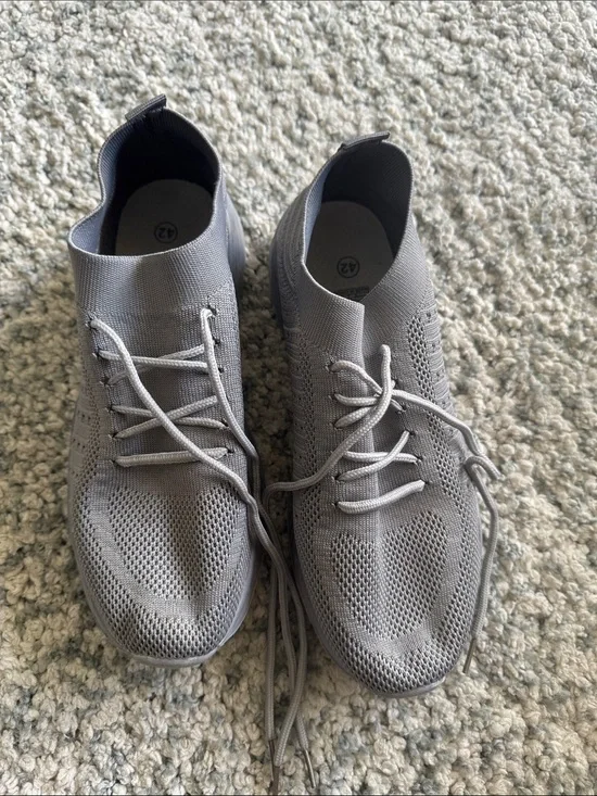 Men's Knit Lace-Up Athletic Shoes - Grey