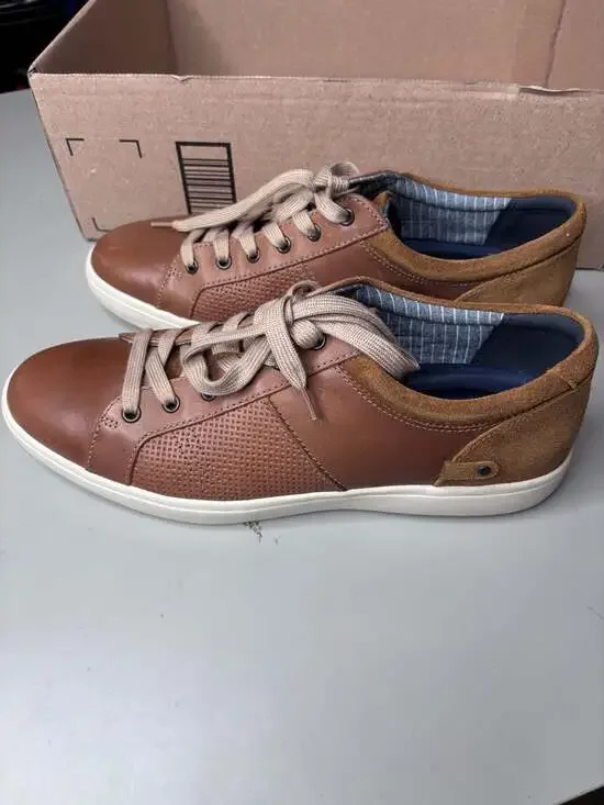 Rockport Colle Tie Men's Leather Sneaker in Tan size 12