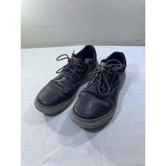Sketchers Black Leather‎ Lace Up Casual Dress Shoes Size 10.5
