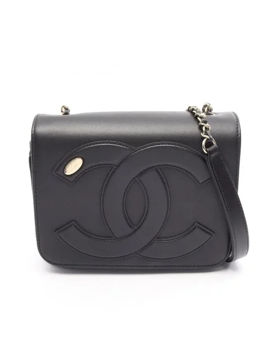 Chanel Shoulder Bag CC Logo Black Lambskin CC Small Flap Chain