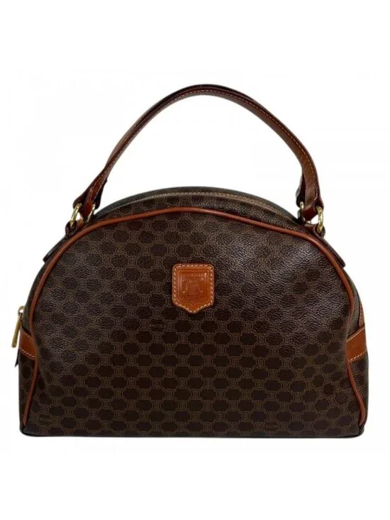 Celine Shoulder Bag Macadam Leather Brown Gold