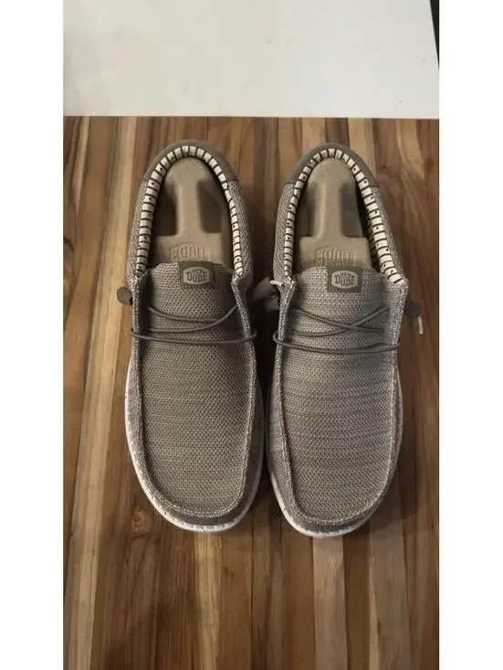 Hey Dude Wally Stretch Mesh Canvas Tan Mens Loafer Shoes NEW
