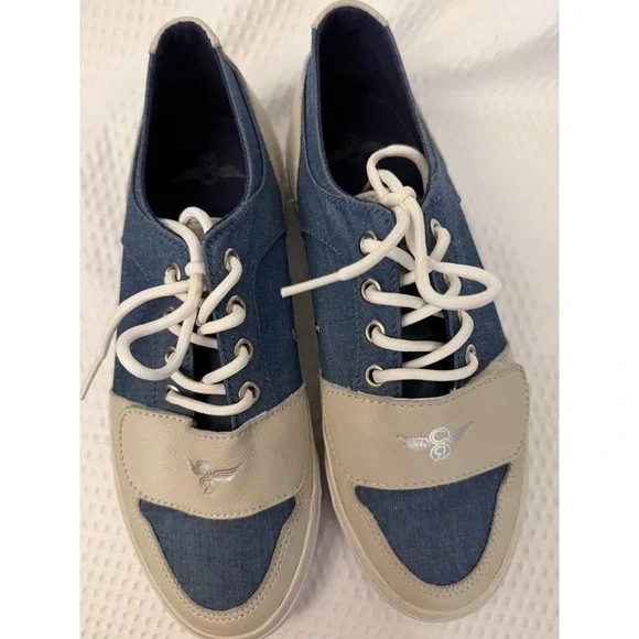 Creative Recreation Men's Blue/Beige/White Low Top Lace-Up Sneakers VCR4L012