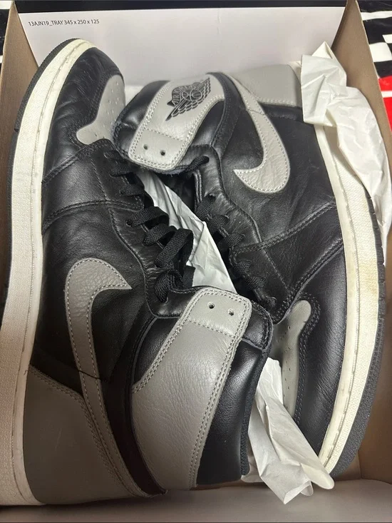 Air Jordan 1 High-Top Sneakers in Black & Gray