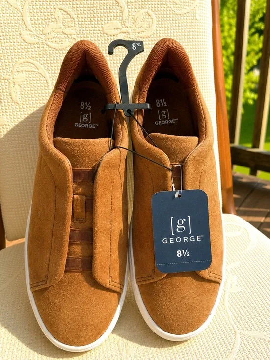 George Men’s Brown Faux Suede Slip-On Sneakers US 8.5 / UK 7.5 NWT