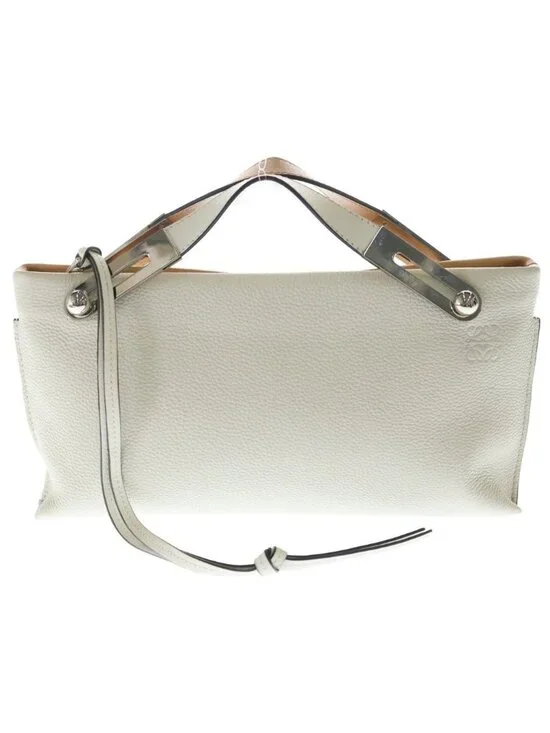 Loewe Missy Small 2-Way Shoulder Bag Ivory Camel Leather Silver