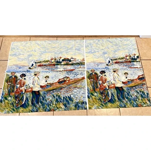 Large Fabric Panel Piece Impressionist Painting Monet Look Quilting Crafts 61x32