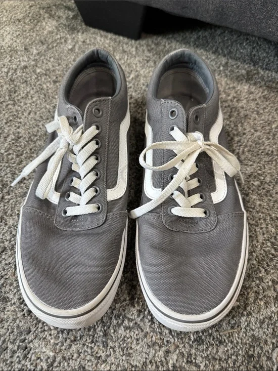 Vans Gray Canvas Low-Top Sneakers with White Stripe