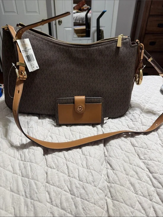 Michael Kors Brown Signature Shoulder Bag with wallet