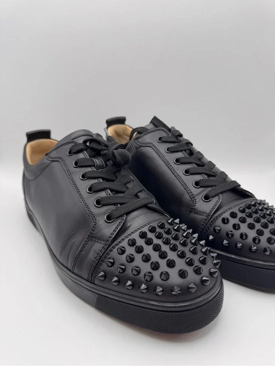 Christian Louboutin Louis Junior Spikes Black Leather Sneakers EU 43