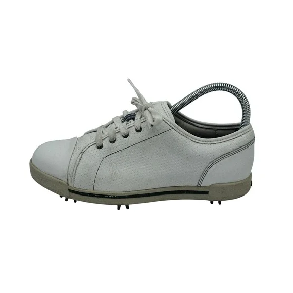 FootJoy Golf Shoes Mens 7.5M White Leather EComfort Cleats Softspikes‎ 98749