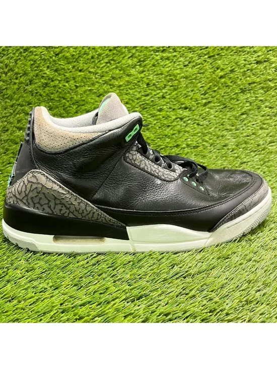 Nike Air Jordan 3 Retro Green Glow Black Mens Size 12 Basketball Shoes Sneakers