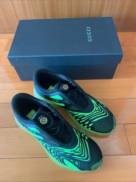 Gucci Black and Neon Green Wave Runner Sneakers