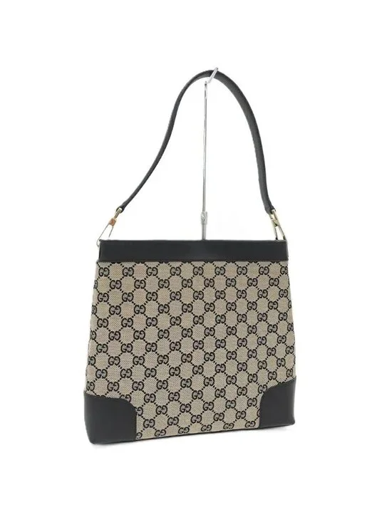 Gucci GG Canvas Shoulder Bag Leather Black