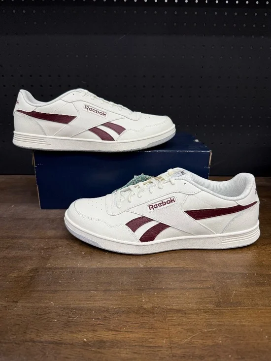 New W/ Box! Men's Reebok Court Advance Wide 4E Beige Maroon Sneakers X-Wide
