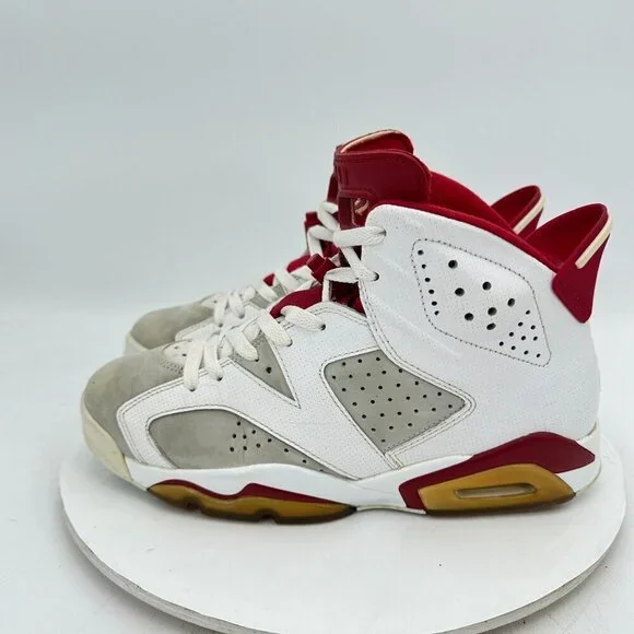 Nike Air Jordan 6 Retro Men Size 8.5 384664-113 White Gym Red Grey Shoes