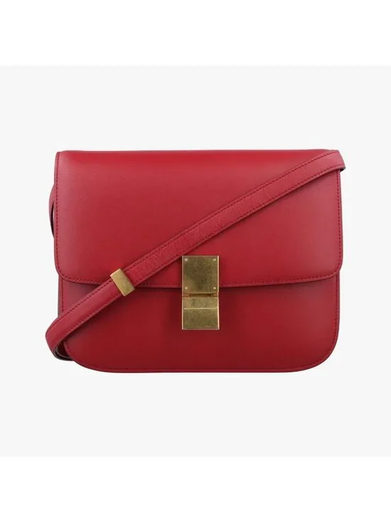 Celine Classic Box Red Leather Shoulder